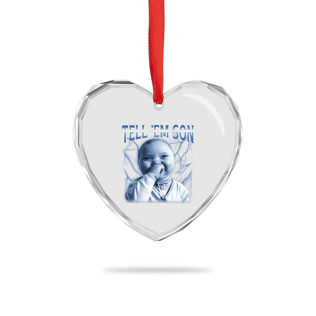Funny Giggling Niche Baby Is Calling Heart Crystal Glass Ornament Tuff Baby AI Laughing Gen Alpha Meme TS02 Print Your Wear