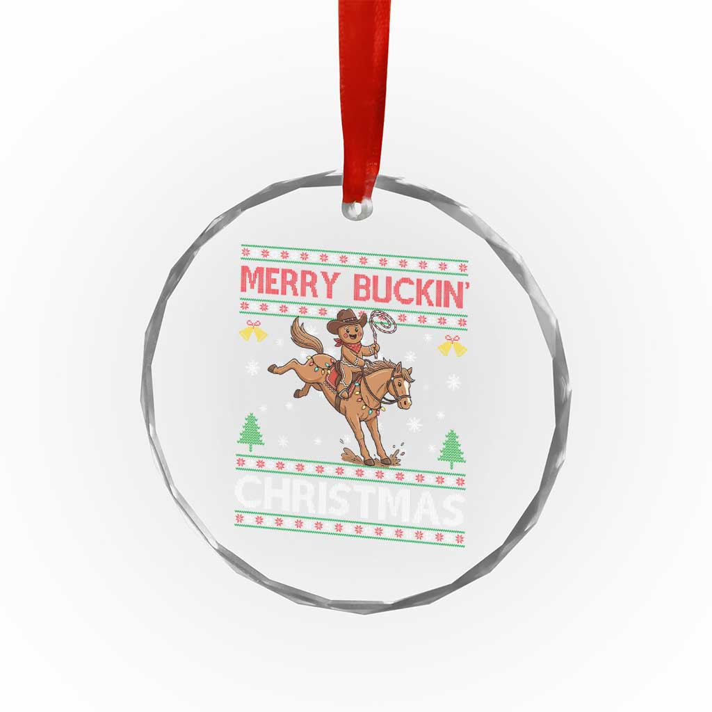 Funny Gingerbread Man Horse Rider Crystal Glass Ornament Merry Buckin Christmas Gift TS12 Print Your Wear