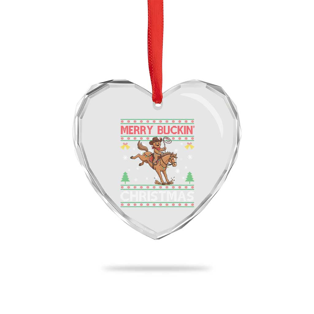 Funny Gingerbread Man Horse Rider Heart Crystal Glass Ornament Merry Buckin Christmas Gift TS12 Print Your Wear