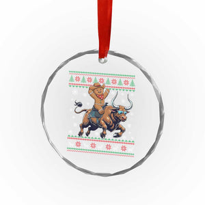 Funny Gingerbread Man Riding Bull Crystal Glass Ornament Cowboy Western Rodeo Christmas Gift TS12 Print Your Wear