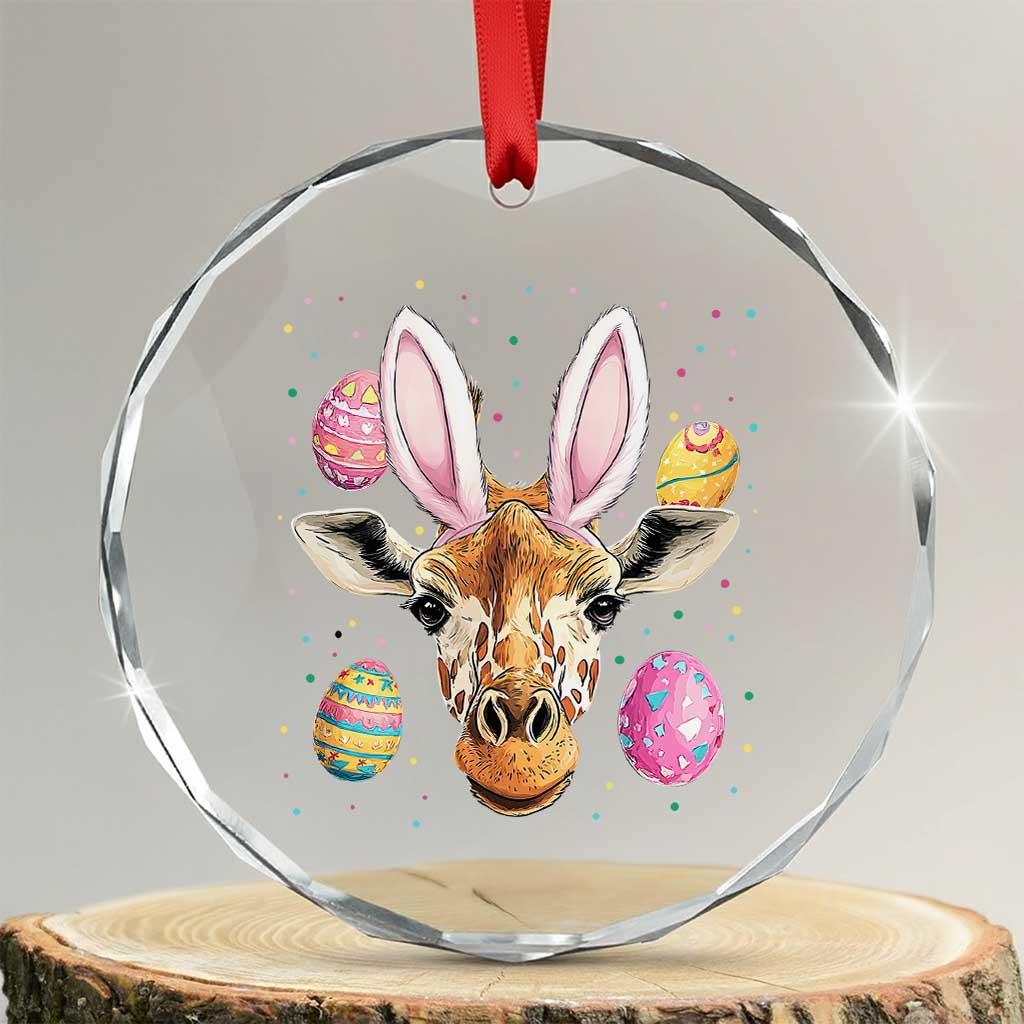 Funny Giraffe Bunny Crystal Glass Ornament Happy Easter Day Sunday TS02 Transparent Glass 3'' Circle Print Your Wear