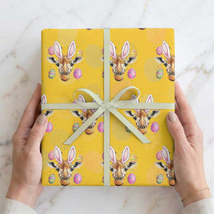 Funny Giraffe Bunny Wrapping Paper Roll Happy Easter Day Sunday TS02 Yellow Print Your Wear