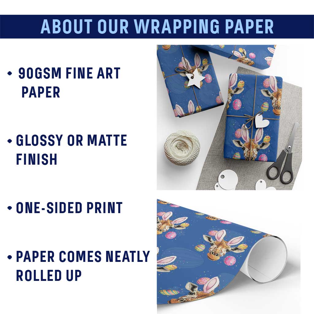 Funny Giraffe Bunny Wrapping Paper Roll Happy Easter Day Sunday TS02 Print Your Wear