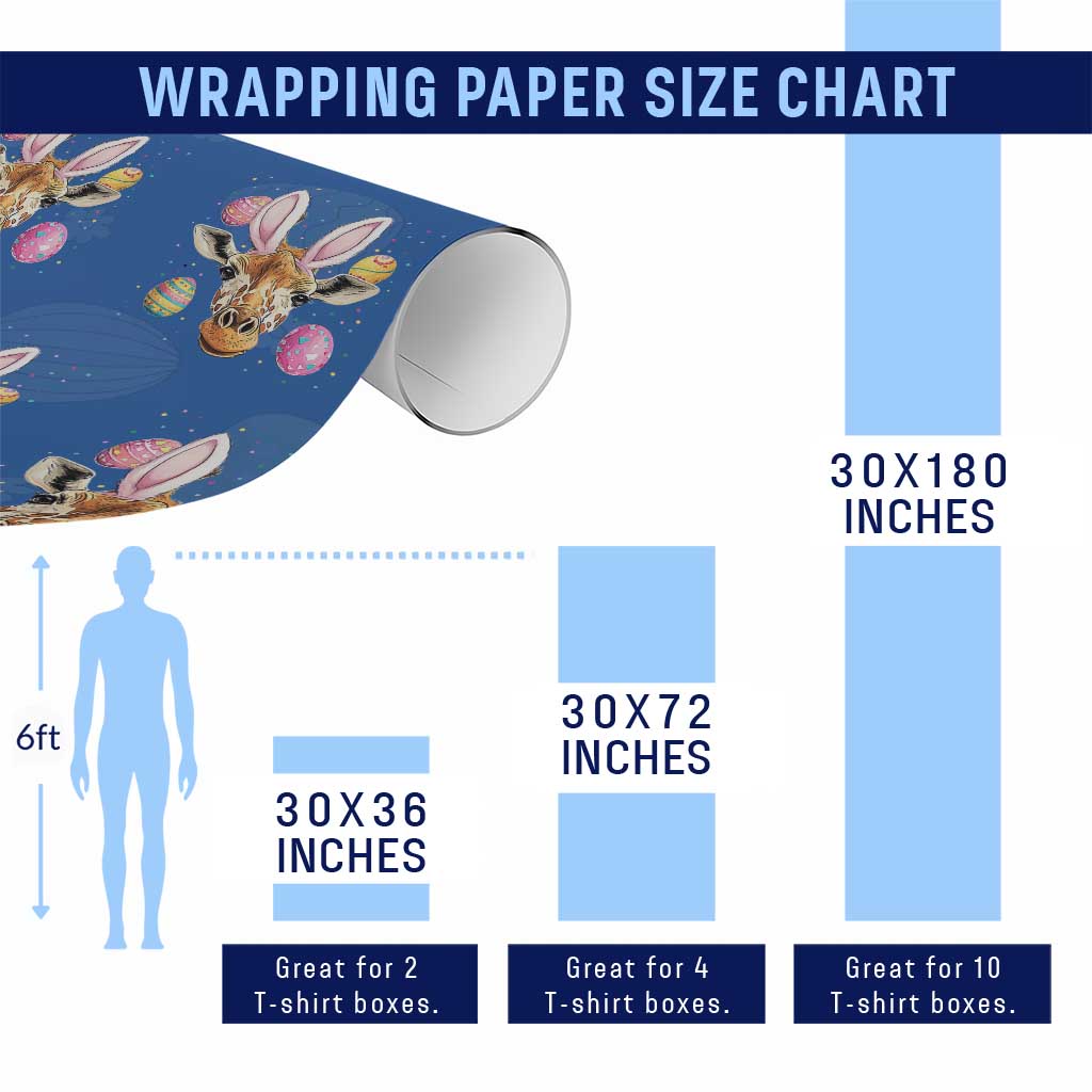 Funny Giraffe Bunny Wrapping Paper Roll Happy Easter Day Sunday TS02 Print Your Wear