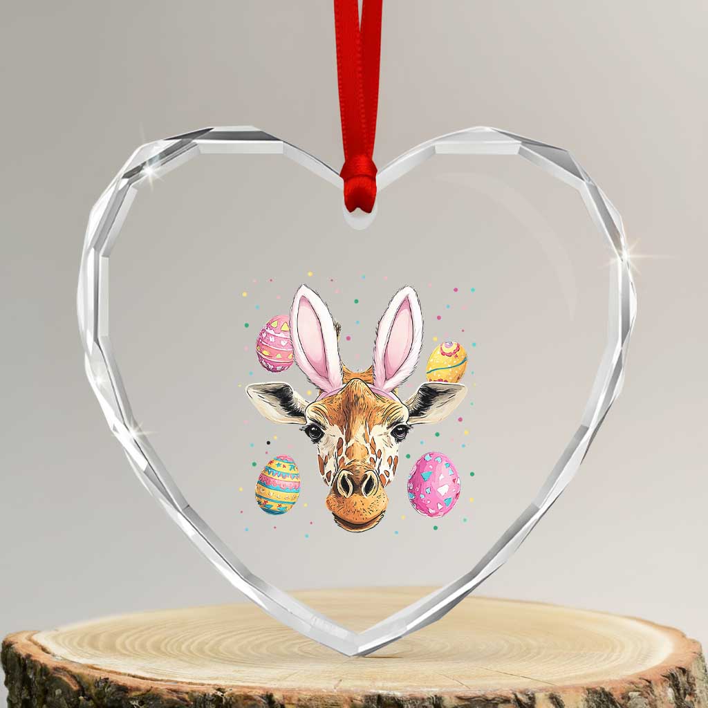 Funny Giraffe Bunny Heart Crystal Glass Ornament Happy Easter Day Sunday TS02 Transparent Glass 3'' Heart Print Your Wear