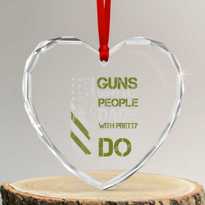 Funny Girl Dad Heart Crystal Glass Ornament Guns Dont Kill People Dads with Pretty Daughters Do US Flag TS10 Transparent Glass 3'' Heart Print Your Wear
