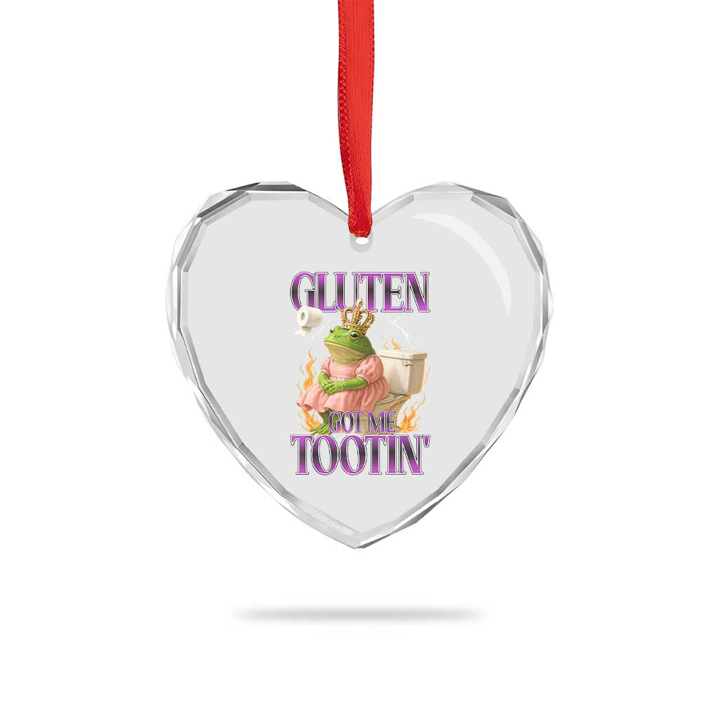 Funny Gluten Free Frog Princess Toilet Meme Heart Crystal Glass Ornament Gluten Got Me Tootin