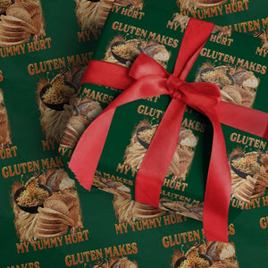 Funny Gluten Free Wrapping Paper Roll Gluten Makes My Tummy Hurt Vintage Bootleg Graphic TS10 Green Print Your Wear