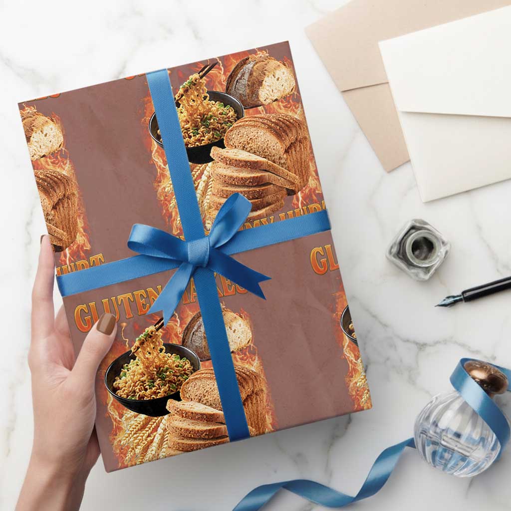 Funny Gluten Free Wrapping Paper Roll Gluten Makes My Tummy Hurt Vintage Bootleg Graphic TS10 Mocha Print Your Wear