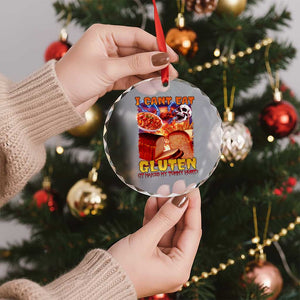 Funny Gluten Intolerance Crystal Glass Ornament I Can't Eat Gluten It Makes My Tummy Hurt Skeleton Meme - Print Your Wear