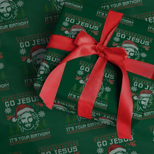 Funny Go Jesus It Is Your Birthday Wrapping Paper Roll Christian Christmas Party TS11 Green Print Your Wear