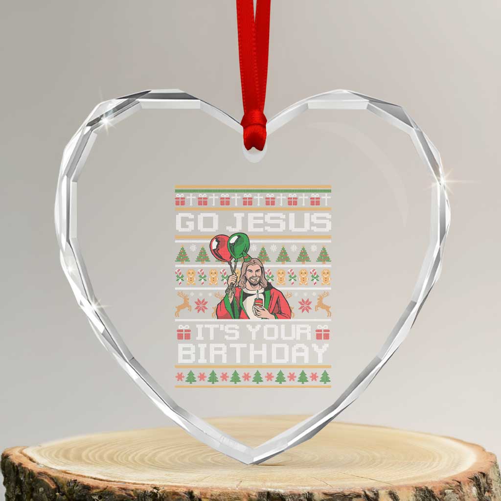 Funny Go Jesus Its Your Birthday Heart Crystal Glass Ornament Christmas Christian Religious God TS11 Transparent Glass 3'' Heart Print Your Wear