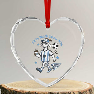 Funny Goat Football Lover Heart Crystal Glass Ornament Off To Watch Argentina Soccer 2026