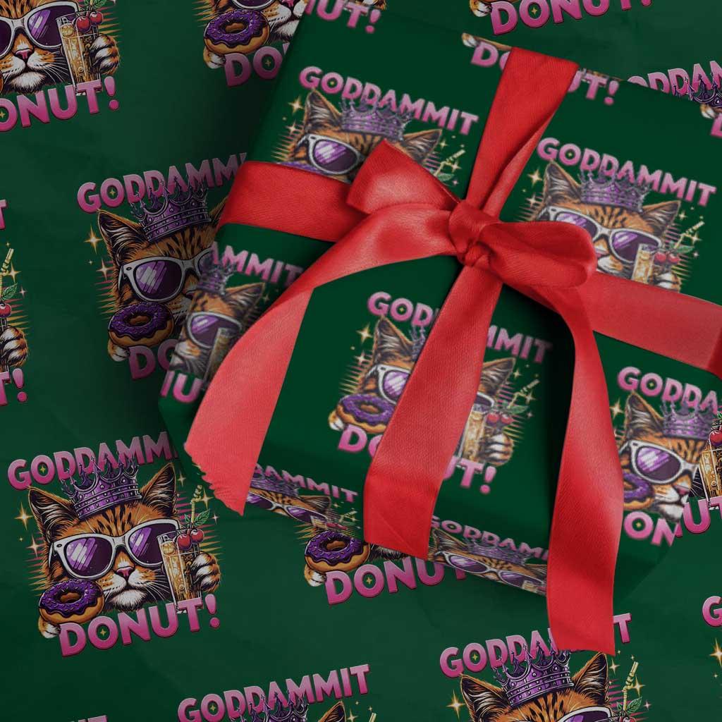 Funny Goddammit Cat Princess Meme Wrapping Paper Roll Cartoon Style
