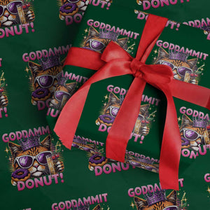 Funny Goddammit Cat Princess Meme Wrapping Paper Roll Cartoon Style