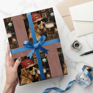 Funny Golden Retriever Drinking Beer Wrapping Paper Roll Silly Dog Meme Graphic Sarcastic Gift