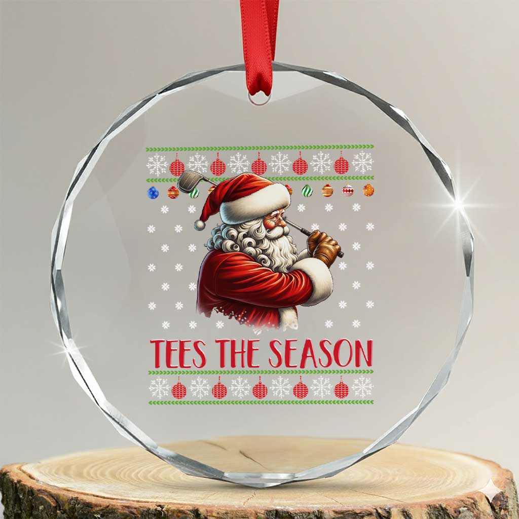 Funny Golf Holiday Gift Crystal Glass Ornament Tees The Season Ugly Sweater TS12 Transparent Glass 3'' Circle Print Your Wear