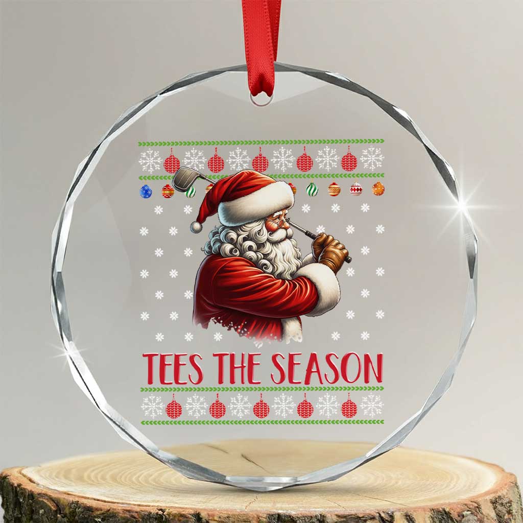 Funny Golf Holiday Gift Crystal Glass Ornament Tees The Season Ugly Sweater TS12 Transparent Glass 3'' Circle Print Your Wear
