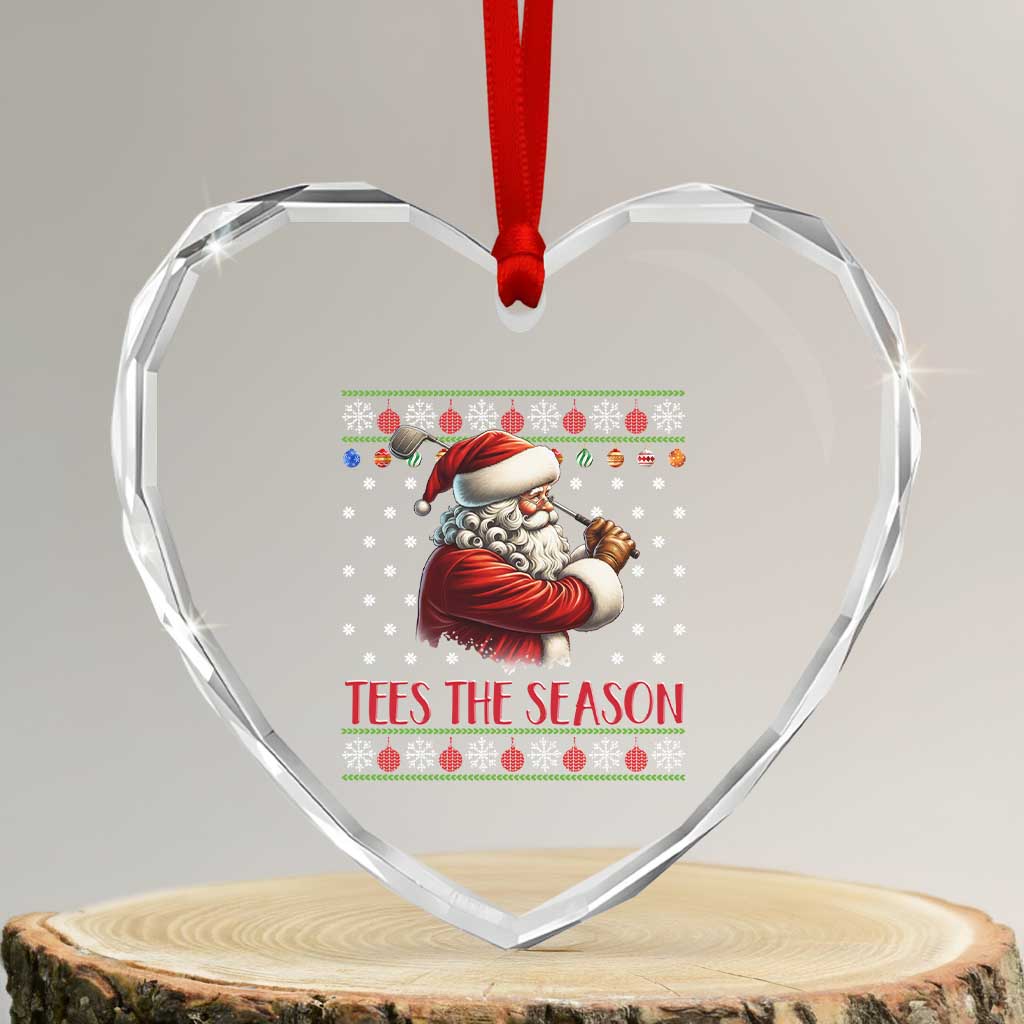 Funny Golf Holiday Gift Heart Crystal Glass Ornament Tees The Season Ugly Sweater TS12 Transparent Glass 3'' Heart Print Your Wear