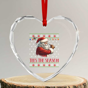 Funny Golf Holiday Gift Heart Crystal Glass Ornament Tees The Season Ugly Sweater TS12 Transparent Glass 3'' Heart Print Your Wear