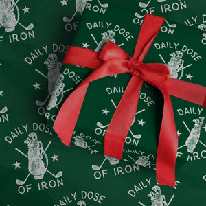 Funny Golfer Wrapping Paper Roll Daily Dose of Iron Golf TS10 Green Print Your Wear