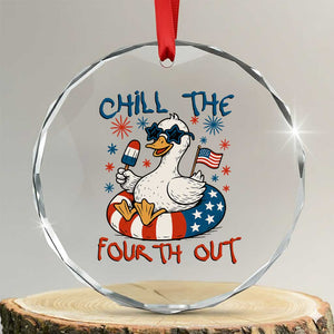 Funny Goose 4th of July Crystal Glass Ornament Chill the Fourth Out Patriotic Humor with Summer Vibes TS02 Transparent Glass 3'' Circle Print Your Wear