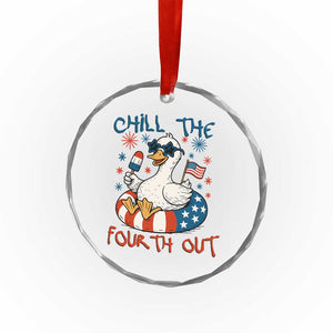 Funny Goose 4th of July Crystal Glass Ornament Chill the Fourth Out Patriotic Humor with Summer Vibes TS02 Print Your Wear