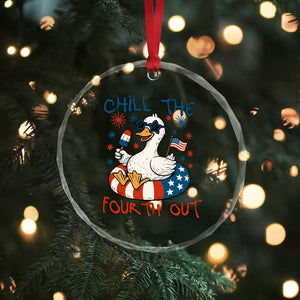 Funny Goose 4th of July Crystal Glass Ornament Chill the Fourth Out Patriotic Humor with Summer Vibes TS02 Print Your Wear