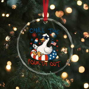 Funny Goose 4th of July Crystal Glass Ornament Chill the Fourth Out Patriotic Humor with Summer Vibes TS02 Print Your Wear