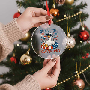 Funny Goose 4th of July Crystal Glass Ornament Chill the Fourth Out Patriotic Humor with Summer Vibes TS02 Print Your Wear