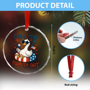 Funny Goose 4th of July Crystal Glass Ornament Chill the Fourth Out Patriotic Humor with Summer Vibes TS02 Print Your Wear