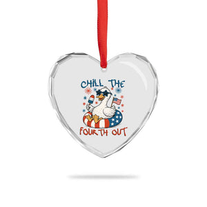 Funny Goose 4th of July Heart Crystal Glass Ornament Chill the Fourth Out Patriotic Humor with Summer Vibes TS02 Print Your Wear