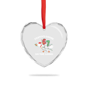 Funny Goose 67 Christmas Heart Crystal Glass Ornament Festive Goose On The Loose Six Seven Meme TS11 Print Your Wear