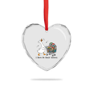 Funny Goose Book Lover Heart Crystal Glass Ornament I Have No Shelf Control