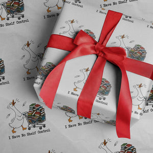 Funny Goose Book Lover Wrapping Paper Roll I Have No Shelf Control