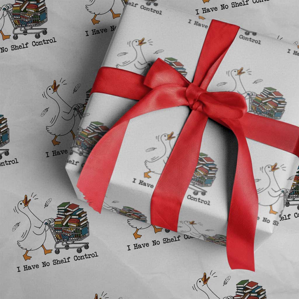 Funny Goose Book Lover Wrapping Paper Roll I Have No Shelf Control TS12 White Print Your Wear