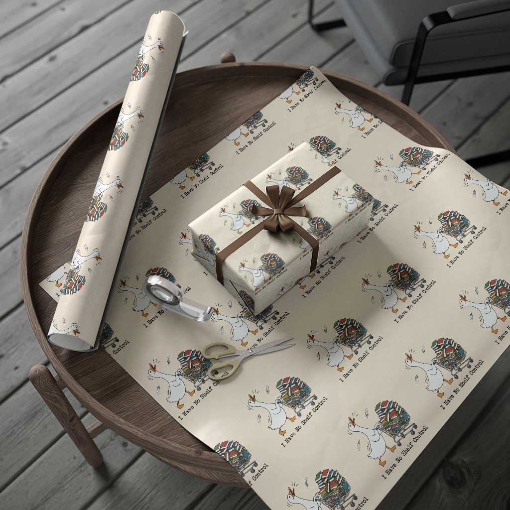 Funny Goose Book Lover Wrapping Paper Roll I Have No Shelf Control