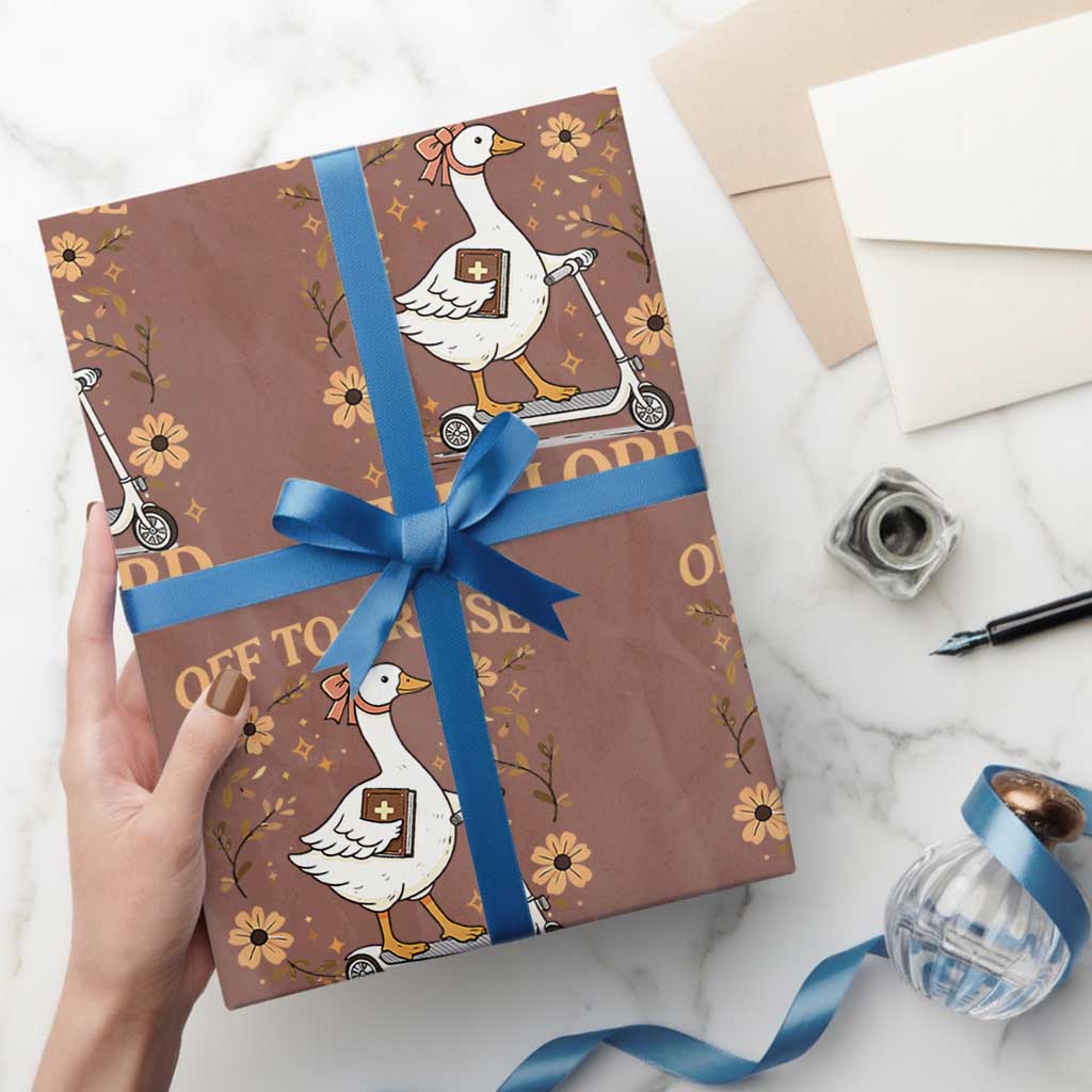 Funny Goose Christian Wrapping Paper Roll Off To Praise The Lord Bible Verse Trendy Church TS10 Mocha Print Your Wear