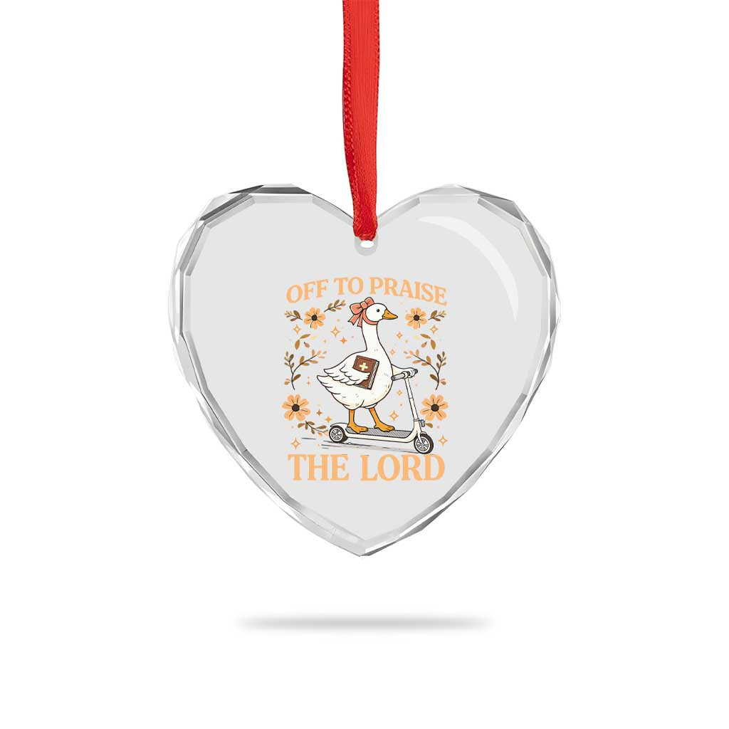 Funny Goose Christian Heart Crystal Glass Ornament Off To Praise The Lord Bible Verse Trendy Church TS10 Print Your Wear