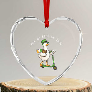 Funny Goose Christian St Patricks Day Heart Crystal Glass Ornament Off To Find Me Lucky TS14 Transparent Glass 3'' Heart Print Your Wear