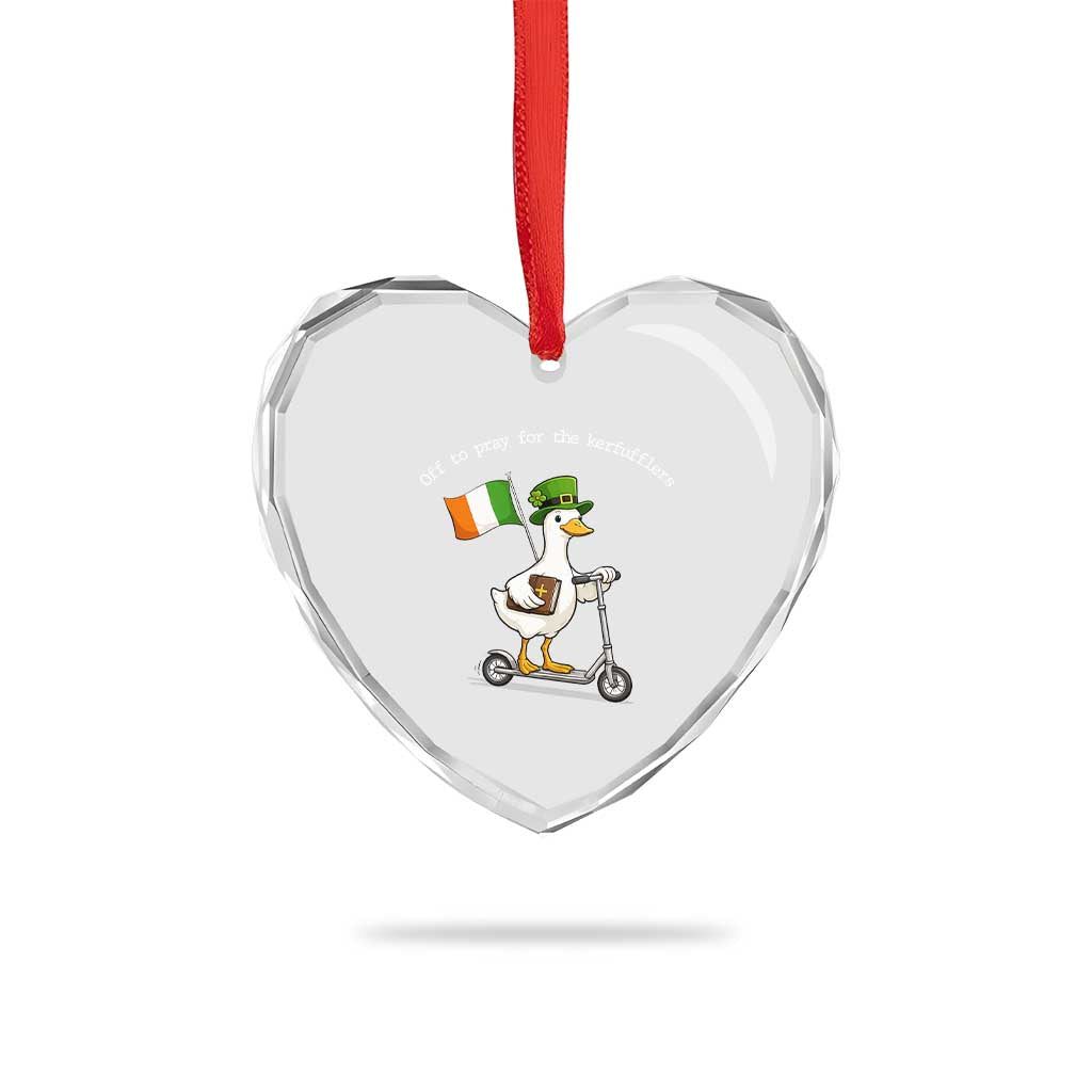 Funny Goose Christian St Patrick's Day Heart Crystal Glass Ornament Off To Pray For The Kerfufflers TS14 Print Your Wear