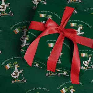 Funny Goose Christian St Patrick's Day Wrapping Paper Roll Off To Pray For The Kerfufflers TS14 Green Print Your Wear