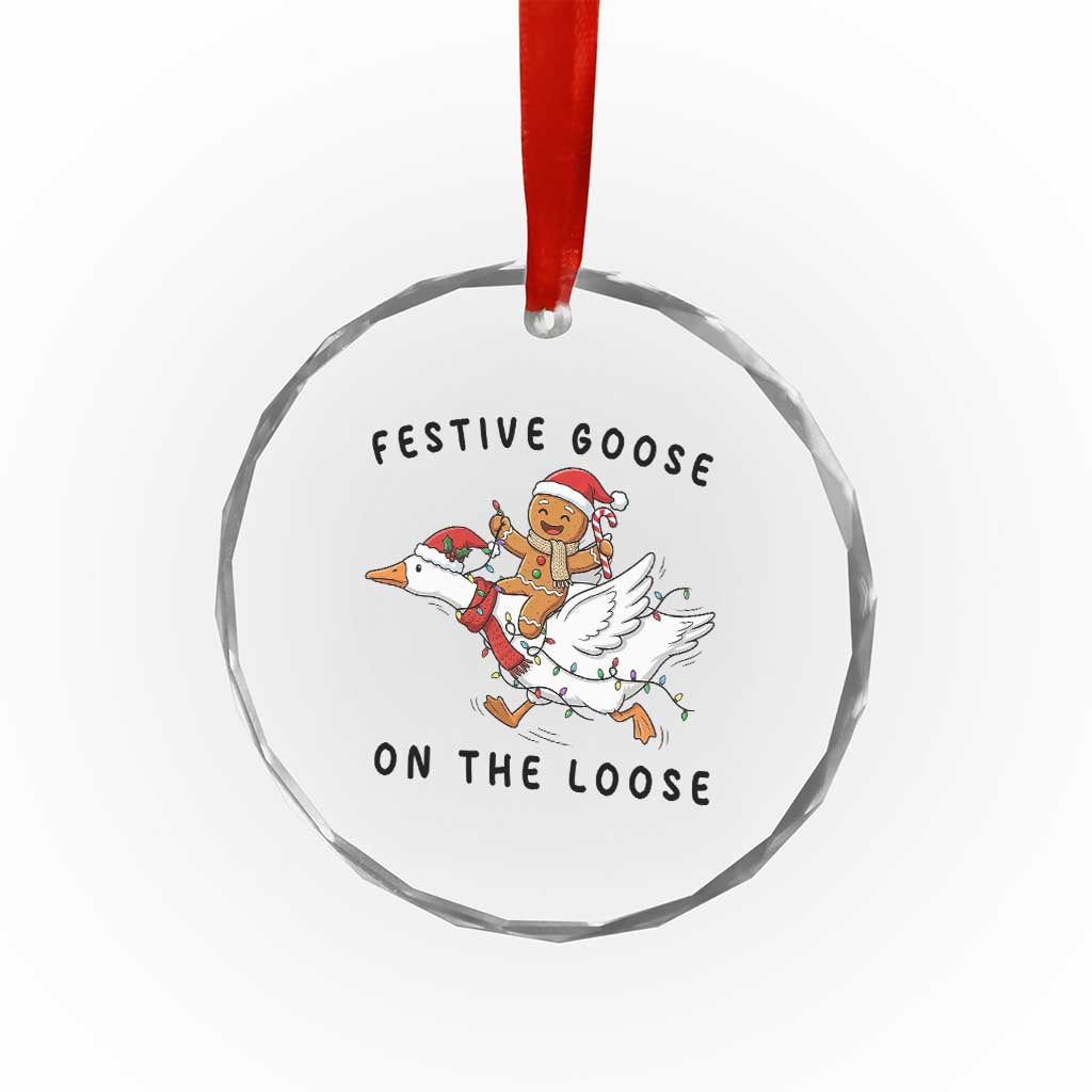 Funny Goose Christmas Crystal Glass Ornament Festive Goose On The Loose Xmas TS14 Print Your Wear