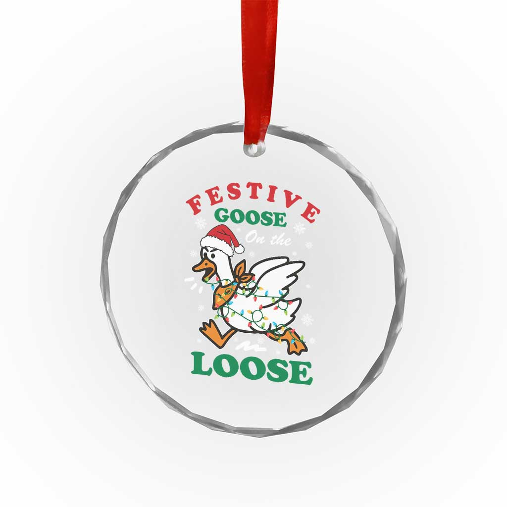 Funny Goose Christmas Crystal Glass Ornament Festive Goose On The Loose Xmas Holiday TS11 Print Your Wear