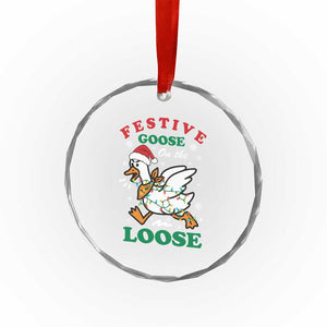 Funny Goose Christmas Crystal Glass Ornament Festive Goose On The Loose Xmas Holiday TS11 Print Your Wear