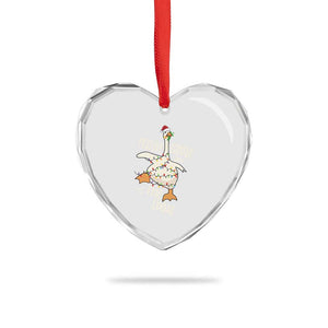 Funny Goose Christmas Heart Crystal Glass Ornament Festive Goose On The Loose Xmas Lights TS11 Print Your Wear