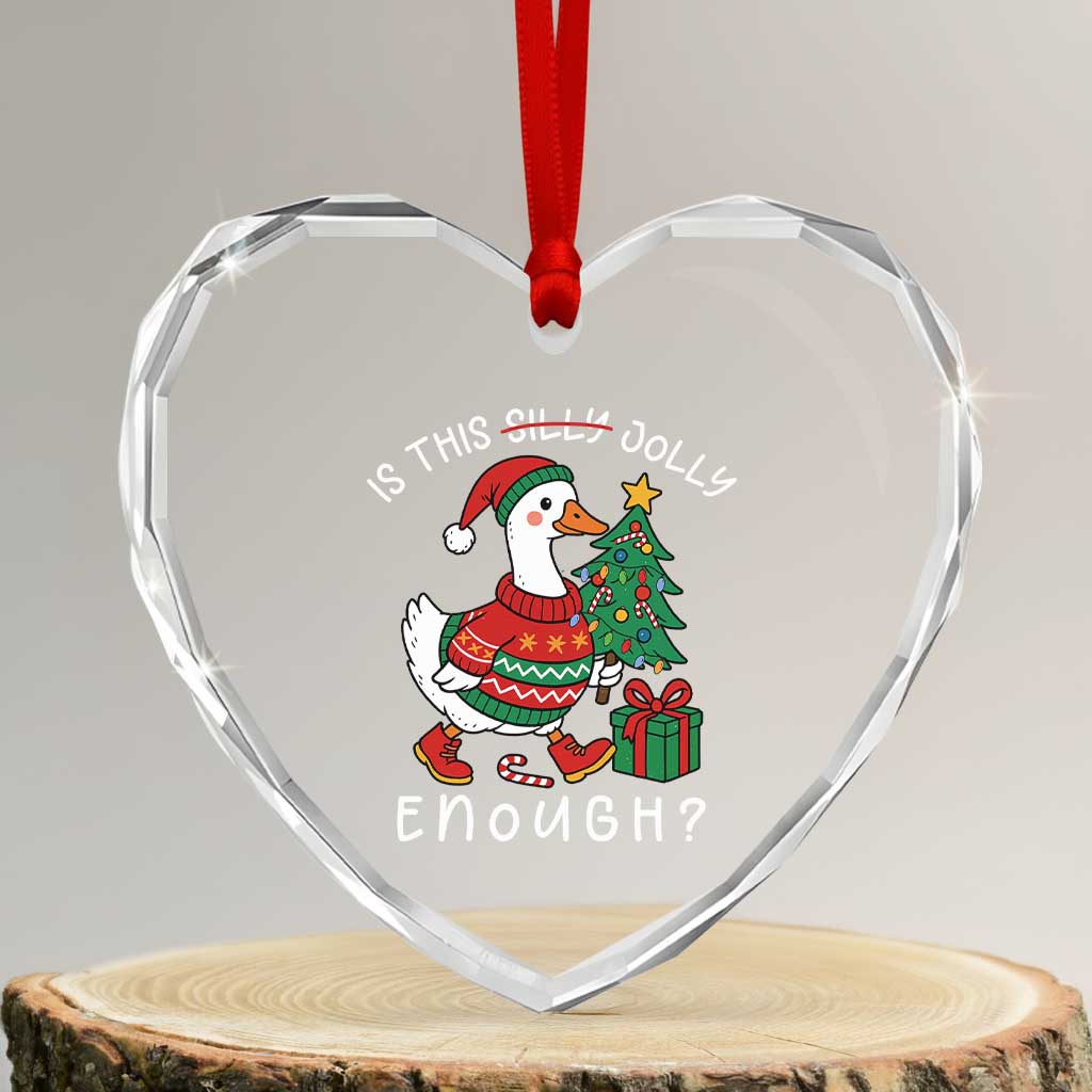 Funny Goose Christmas Heart Crystal Glass Ornament Is This Jolly Enough Cute Xmas Duck TS10 Transparent Glass 3'' Heart Print Your Wear