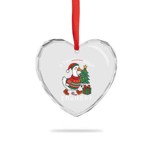 Funny Goose Christmas Heart Crystal Glass Ornament Is This Jolly Enough Cute Xmas Duck TS10 Print Your Wear
