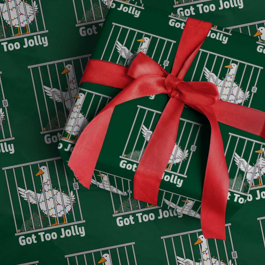 Funny Goose Christmas Wrapping Paper Roll Got Too Jolly TS14 Green Print Your Wear
