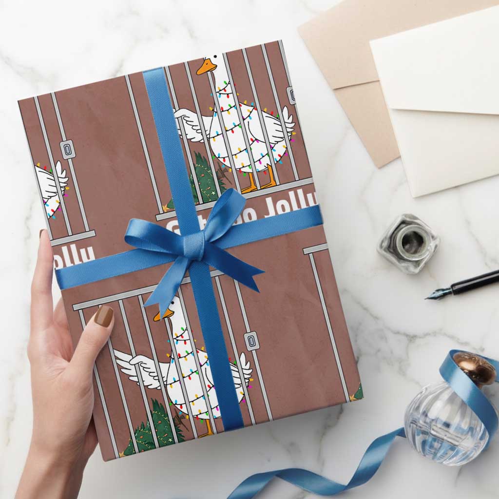 Funny Goose Christmas Wrapping Paper Roll Got Too Jolly TS14 Mocha Print Your Wear